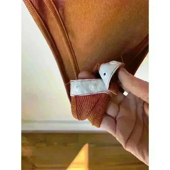 Shein Brown Ribbed Cut Out High Rise Bodysuit, L - Picture 5 of 6